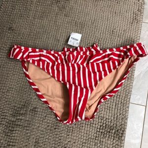 NWT JCrew Red & White ruffle bikini bottom Sz XL